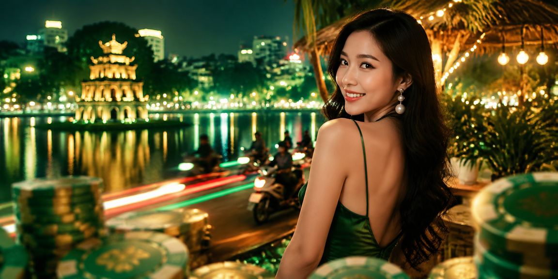 Không khí cá cược thể thao sôi động về đêm tại Hà Nội với ánh đèn neon rực rỡ