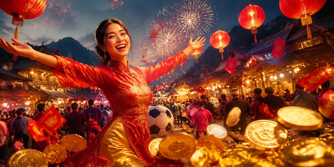Bao lì xì thưởng và đèn lồng đặc trưng lễ hội Việt Nam tại Sapa